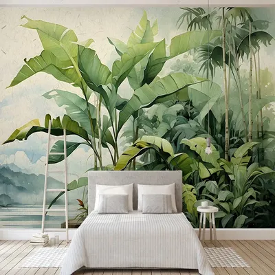 Benutzerdefinierte Wandbild Tapete Nordic Retro Retro Handgemalte Tropische Pflanzen Lassen Wand Image