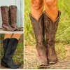 2021 mittelalter Retro Frauen Ritter Hunter Cosplay PU Leder Stiefel Britischen Stil Prinzessin Stickerei Hohen Rohr Zipper Gothic Schuhe