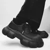 Schwarze dicke Sohle lässig echtes Leder Kleid Schuhe Männer Plattform erhöhen Japan Harajuku koreanische Streetwear Mode Schuhe Mann