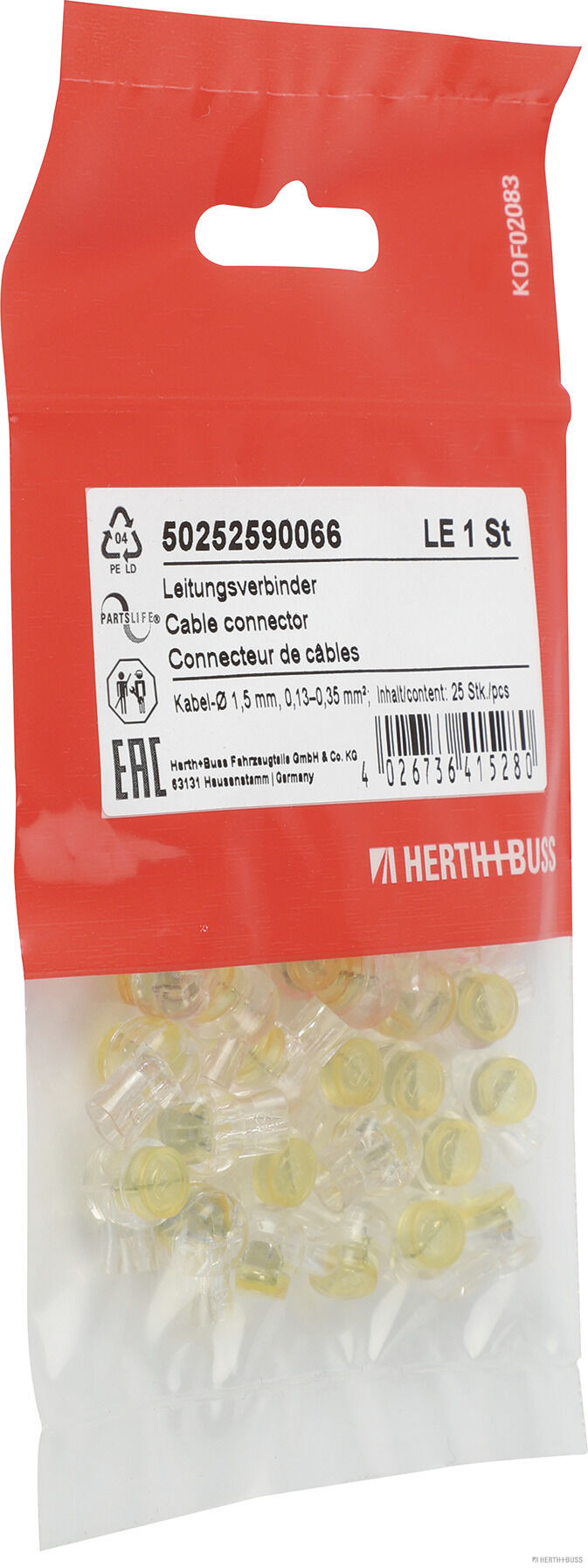 HERTH+BUSS ELPARTS Leitungsverbinder 25x 50252590066 Image