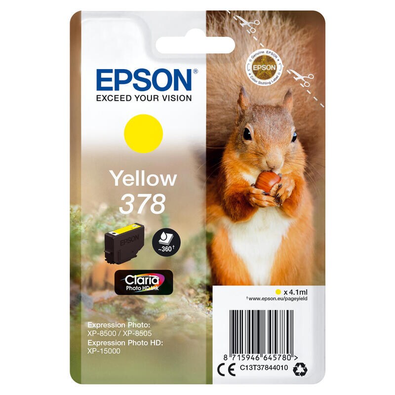 Epson Einzelpackung Gelb 378 Claria Photo Hd Ink Con Rf Image