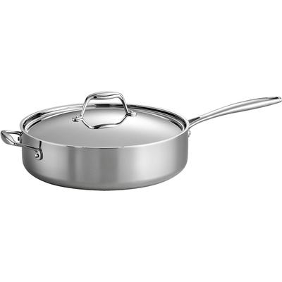 Tramontina 6-Quart Covered Deep Saute Pan Stainless Steel Tri-Ply Clad