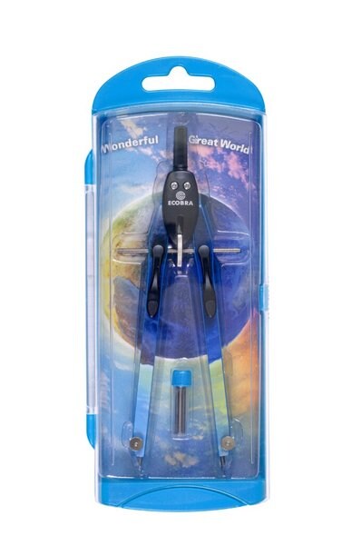 Ecobra Schnellverstell-Zirkel duo-Tec, blau, mit Druckhebelsystem, farbiger Aufdruck, Zirkellänge 170 mm, Arbeitsbereich bis Ø 380 mm Image