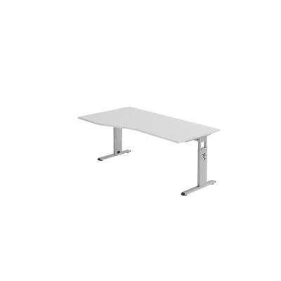Hammerbacher-Schreibtisch C-Fuß 180x100/80cm Grau/Silber-VOS18/5/S Image