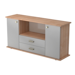 Hammerbacher-Sideboard 2 Türen, 2 Schübe SG Nussb./Silber-VSBTS/N/S/SG Image
