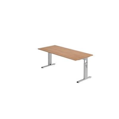 Hammerbacher-Schreibtisch C-Fuß 180x80cm Nussbaum/Silber-VOS19/N/S