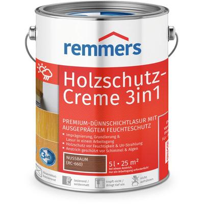 Holzschutz-Creme 3in1 nussbaum, 5 Liter, tropffreie Holzlasur für aussen, 3facher Holzschutz mit Image
