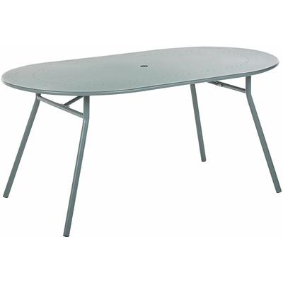 Gartentisch Blau Metall 160 x 90 cm für 4 Personen mit Schirmloch für Garten für Terrasse Image