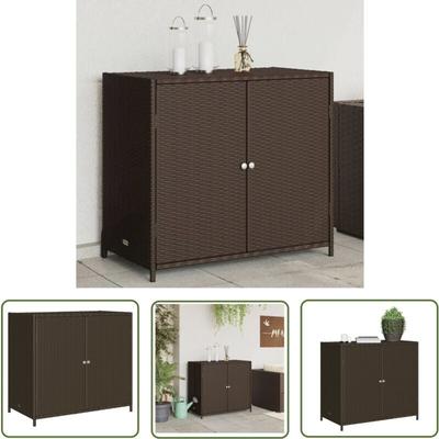 The Living Store - Gartenschrank Braun 83x45x76 cm Poly Rattan - Outdoor-Schrank - Gartenschrank Image