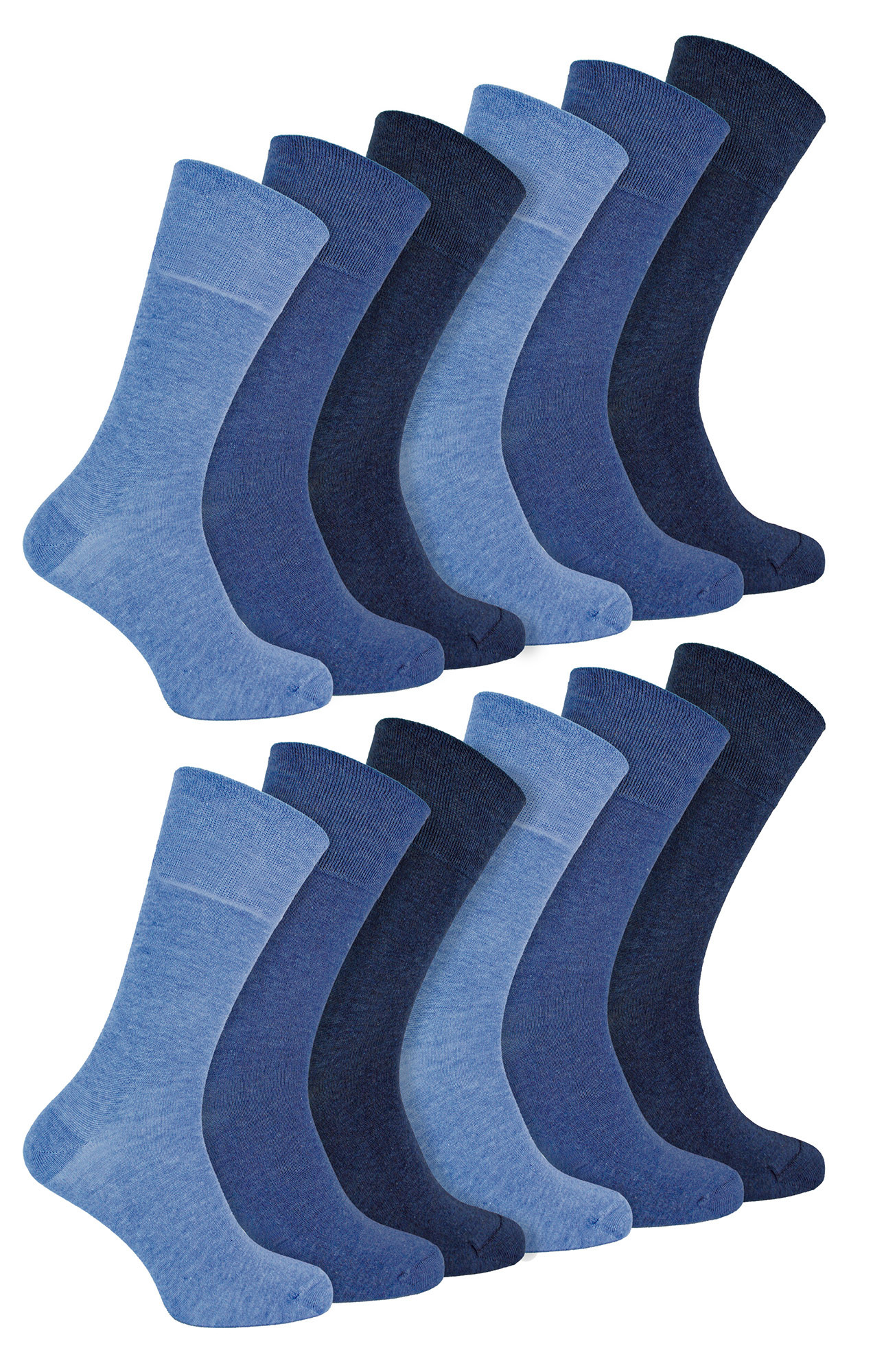 IOMI - 12 Paar Multipack Herren Diabetiker Bambus Socken | Extra breite nahtlose Socken mit nicht elastischen sanften Grip Top - Marineblau Image