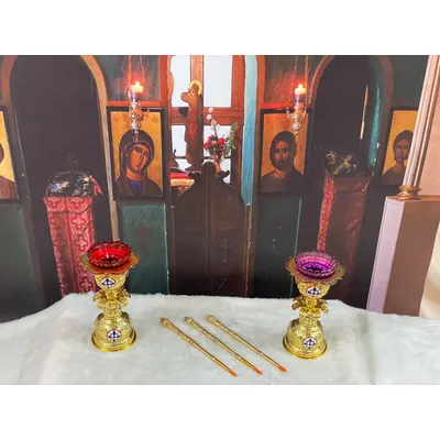 Orthodox Cross Eastern Church Othodox Holy Oil Ceremonial Articles Metalware Prayer Fountain Pen