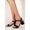 Where's That From Womens 'Zephyr' Strappy Mid High Block Heels Peep Toe - Black - Size UK 6 | Where's That From Sale | Discount Designer Brands