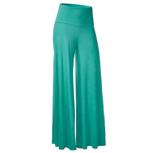 Damen Yogahose Schlaghose Weites Bein Bootcut Leicht Hohe Taille Pilates Fitnesstraining Tanz Unterteile Einfarbig Rosa Schwarz Weiß Winter Sport Sportkleidung Dehnbar Lässiger Schnitt Image