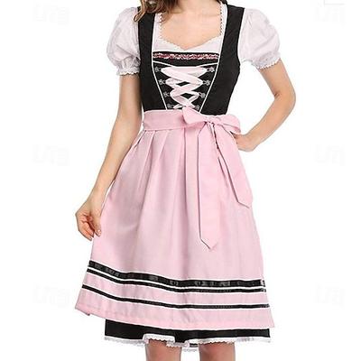Karneval Oktoberfestbier Kostüm Kleid Dirndl Trachtenkleider Oktoberfest / Bier Bayerisch Bayerisch Traditionelles Kostümkleid Wiesn Damen Stoff im traditionellen Stil Kleid Schürze Image