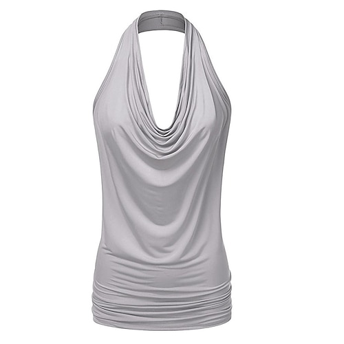 Damen Tank Top Yoga Top Neckholder Schnelltrocknend Bequem Atmungsaktiv Offener Rücken Ärmellos Sport Einfarbig Oberteil Für Fitnesstraining Laufen Fitness Sportkleidung Image