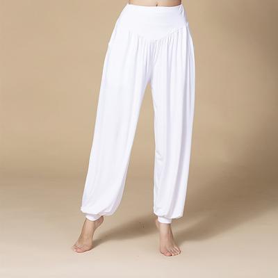 Women's Yoga Pants Side Pockets Wide Leg Harem High Waist Gym Workout Running Fitness Pants Bloomers Bottoms Black White Burgundy Cotton Modal Fall Winter Sports Activewear Micro-elastic Loose Fit