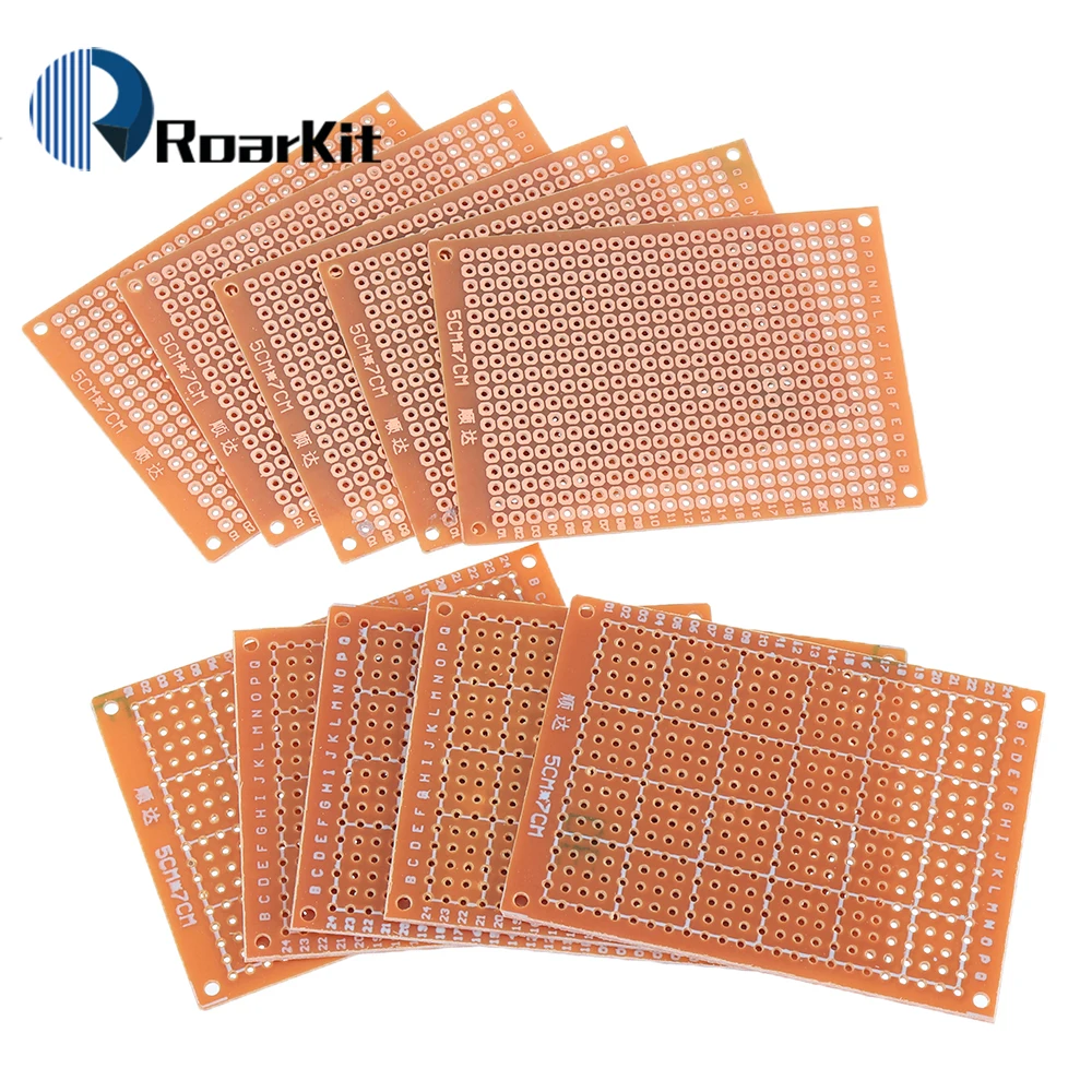 10 pièces 5*7 CM carte PCB universelle 5x7 cm 2.54mm pas de trou bricolage Prototype papier carte de Circuit imprimé panneau simple face conseil
