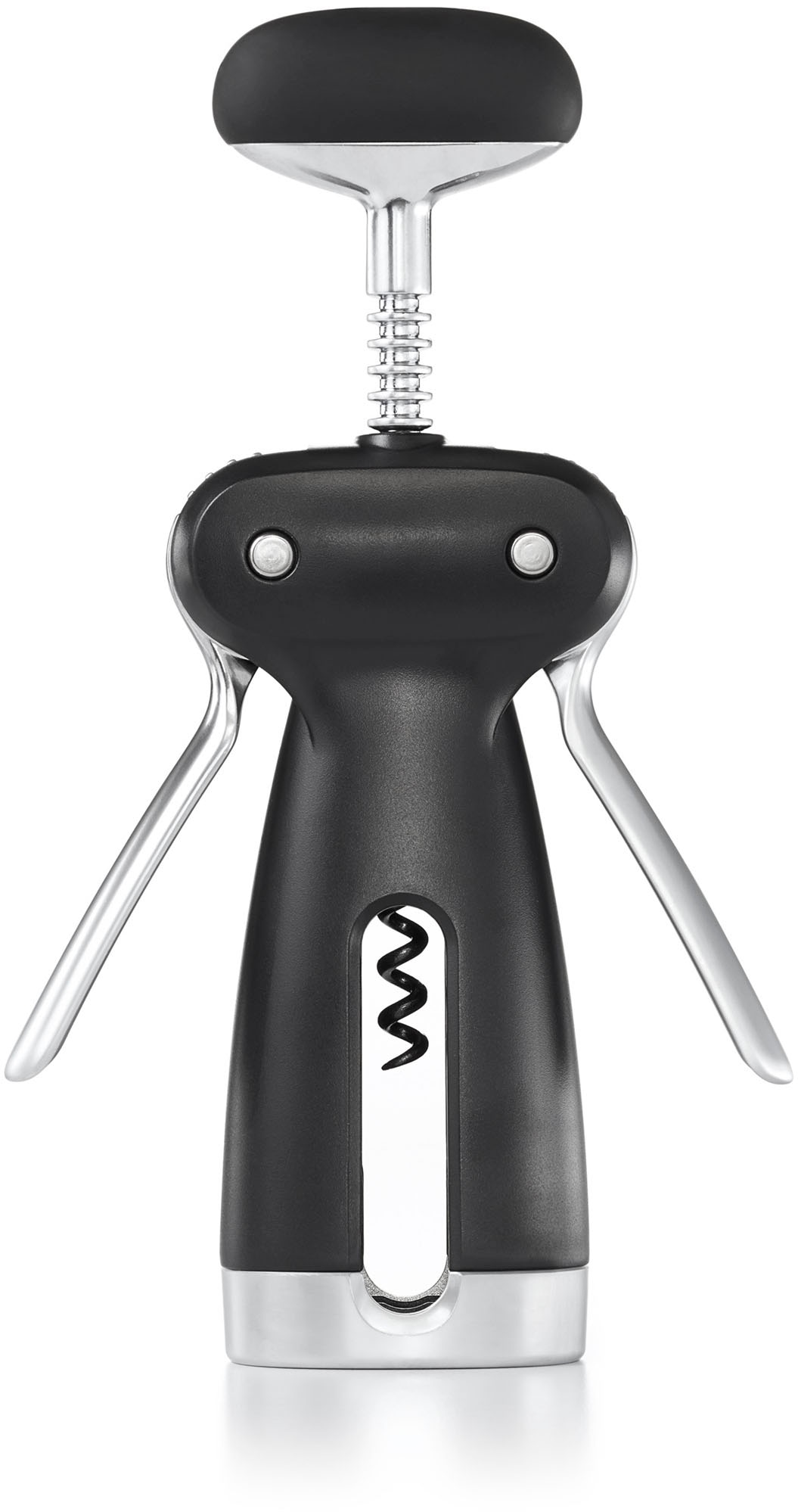Korkenzieher OXO GOOD GRIPS "Flügelkorkenzieher, mit Abnehmbarem Kapselschneider", schwarz (edelstahl, schwarz), B:11,9cm H:26,4cm, Edelstahl 18/10, Korkenzieher, Korkenzieher Image
