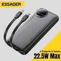 Essager 20000mAh Banca di potere portatile con 2 cavi Display digitale da 22,5 W Powerbank per iPhone 15 14 Samsung Huawei Power Bank