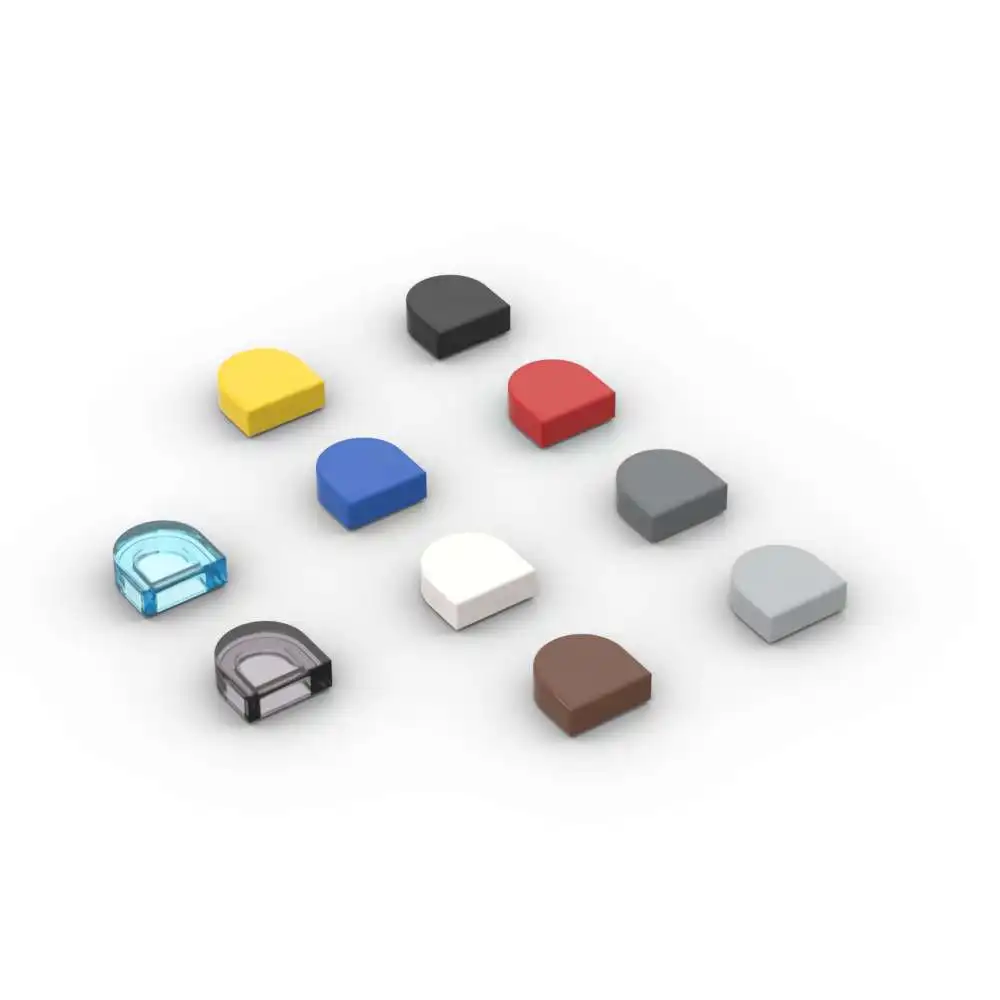 Moc 10pcs runde 1x1 Halbkreis Bausteine Kit Reifen verlängerte Ziegel pädagogische Partikel Spielzeug Kinder Geburtstags geschenke Image
