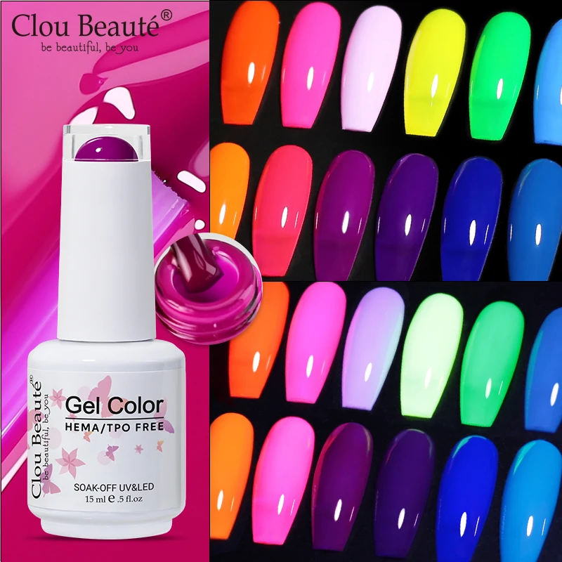 Clou Beaute Solid Gel-Nagellack, 15 ml, milchig-weiße, neongrüne Farbe, Gel-Lack, Soak-off-Gel-Nagellack, Nagelkunst, semi-permanenter Nagel Image