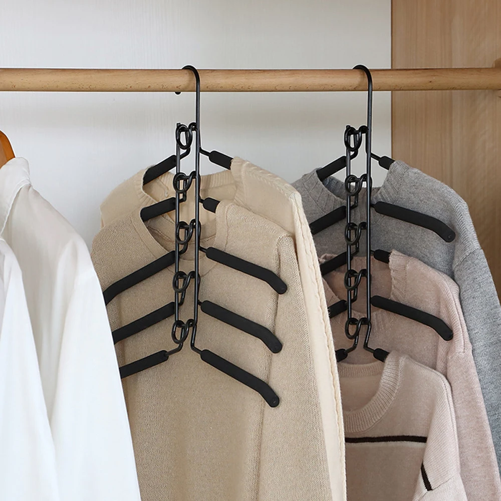 Wäscheständer montierter Kleiderbügel für den Innenbereich, platzsparender, einteiliger Kleiderbügel für den Haushalt, 5-lagiger, abnehmbarer Aufbewahrungshalter