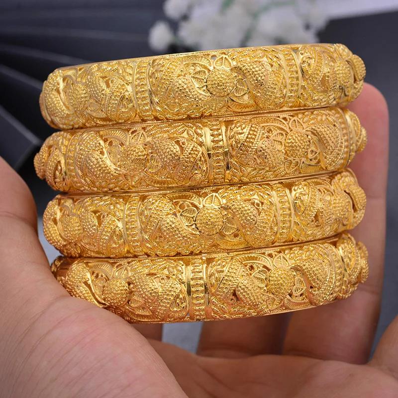 Top-Qualität Dubai Armreifen Gold Farbe Armreifen für Frauen Vintage Braut Hochzeit Armband Armreifen Afrika arabischen Schmuck