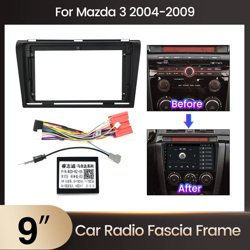 MEKEDE 9-Zoll-Autoradio-Blende Rahmen für Mazda 3 2004–2009 Armaturenbrettrahmen Installation DVD GPS MP5 Android Multimedia Player