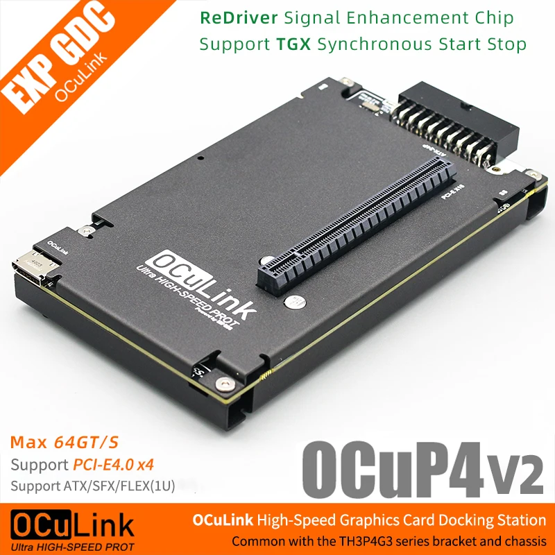 OCuP4V2 OCuLink GPU-Dock mit ReDriver-Chip, optionaler NVME M.2 auf OCulink-Adapter für Laptop, Mini-PC auf externe Grafikkarte Image