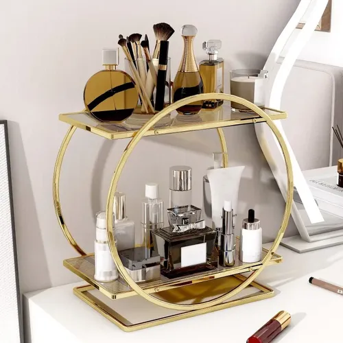 Kosmetik Aufbewahrung halter Golden Make-up Veranstalter Home Hautpflege produkte Kommode Badezimmer