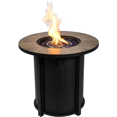 Teamson Home - Draussen Garden Hoher Runder Propangas-Feuerstellen-Tischbrenner, Rauchfreie Image