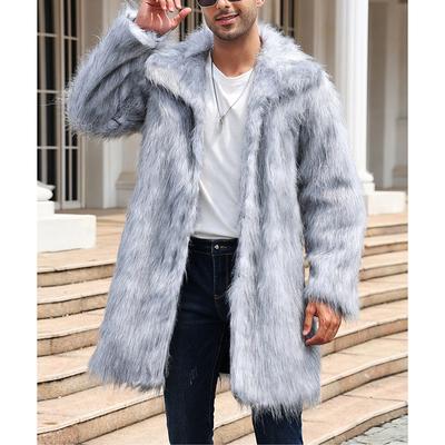 Men's Winter Coat Winter Jacket Fur Coat Daily Wear Vacation Soft Outdoor Pocket Winter Pure Color Warm Ups Comfort Lapel Black White Brown Light Grey Dark Coffee Jacket