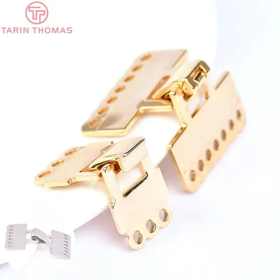 (6208)6PCS 14x33.5MM 24K Gold Color Brass 3 Holes Connector Clasp Charms Bracelet Connector High