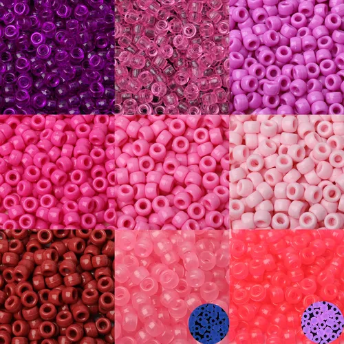 100 pièces couleur rouge 6x9mm perles de poney acrylique perles en vrac bricolage artisanat bijoux Bracelets faisant des fournitures de cheveux