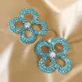 Boucles d'oreilles à tige en cristal de fleur pour femmes boucle d'oreille en biscuits bleu