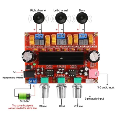 XH-M139 Verstärkerplatine 2.1 Kanal Klasse D Digital Power Audio Stereo AMP Modul 2 x 50 W + 100 W Image