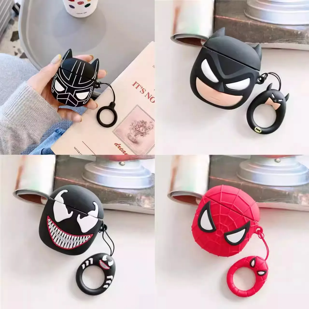 Niedliche Cartoon-Spiderman-Ironman-Batman-3D-Silikonhüllen für Airpods 2 3 Pro Pro 2 4 Bluetooth-Funkkopfhörer-Ladeabdeckung Image