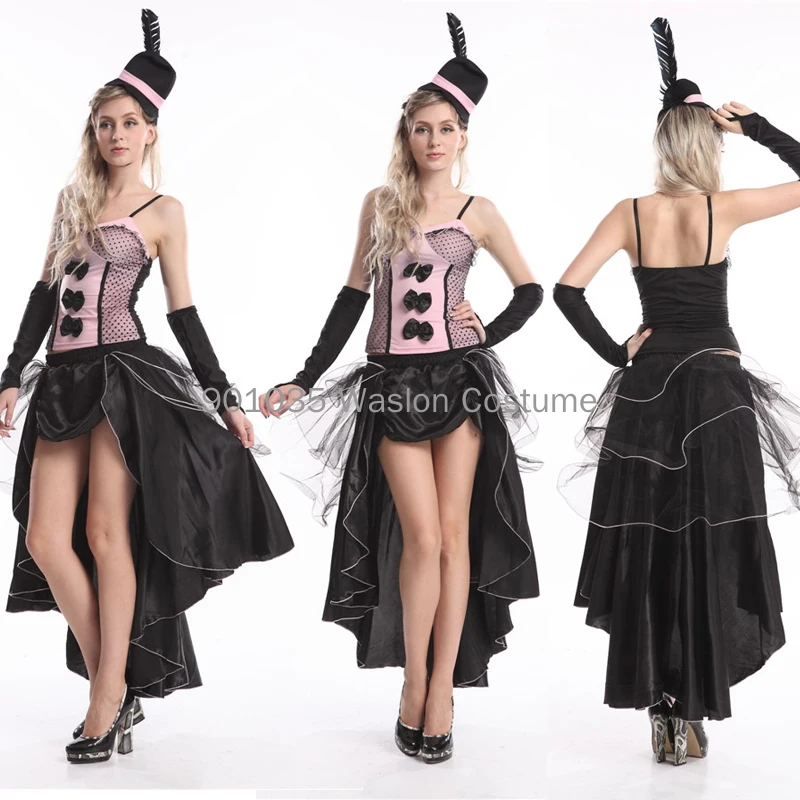 Xl xxxl Damen Burlesque Kostüm Salon Mädchen Kostüm Frauen rosa Tanz Showgirl Halloween Kostüm volles Outfit