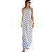 J. Crew Dresses | J. Crew White Linen Chevron Stripe Sleeveless Boho Maxi Dress Size 4 | Color: Blue/White | Size: 4