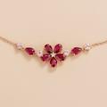 Juvetti Jewelry Florea Rose Gold Necklace Ruby, Pink Sapphire & Diamond - Gold