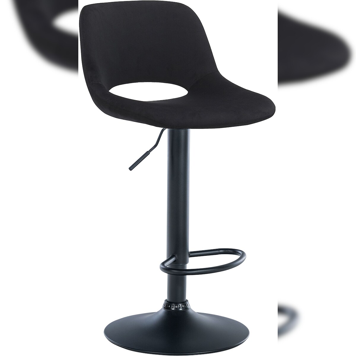 CLP Barhocker Camden Samt schwarz/Metall matt schwarz