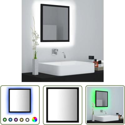 Longziming - The Living Store LED-Badspiegel Schwarz 40x8,5x37 cm Acryl - LED-Spiegel - Badspiegel Image