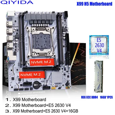 QIYIDA X99 Motherboard Set Kit With LGA2011-3 Xeon E5 2630 V4 CPU DDR4 16GB REG ECC memory PCI 16x
