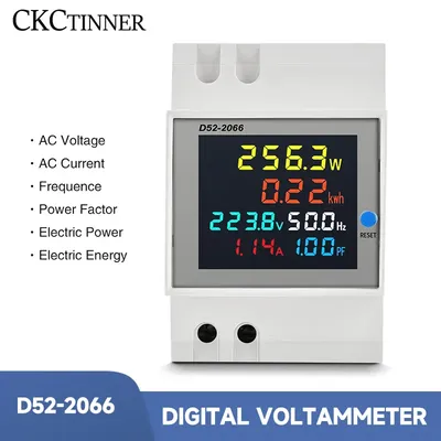 D52-2066 Din Rail AC monitor 6IN1 Display Smart Meter 110V 220V 380V 100A Voltage Current Power