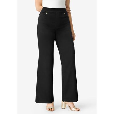 Plus Size Women's Plus Size 360° Stretch Wide Leg Jean by Denim 24/7 by Roamans in Black (Size 20 W)