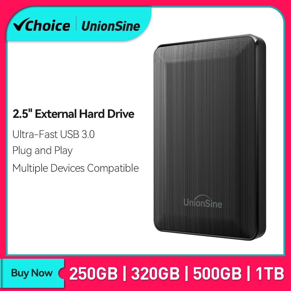 Collection AliExpress UnionSine-Disque dur externe HDD portable, 2.5 pouces, 250 Go, 320 Go, 500 Go, 1 To, USB 3.0, compatible avec PC, Mac, ordinateur de bureau, MacPle