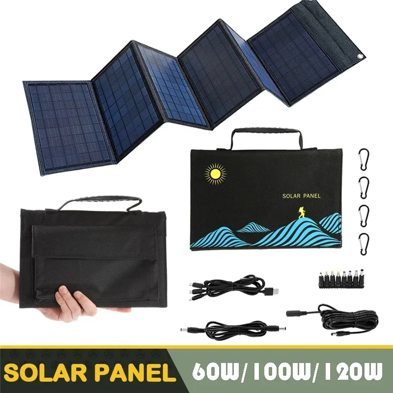100w Solar panel Falt tasche USB DC Ausgang Solar ladegerät tragbare faltbare Solar ladegerät Outdoor tragbare Strom versorgung Image