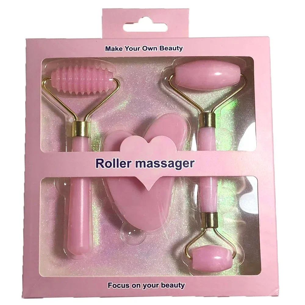 3 teile/satz Harz Roller Massagegerät für Gesicht Körper Gua Sha NotJade Stein Gesichtspflege Roller Gesichtsmassagegerät Schönheit Gesundheit Hautpflege Werkzeug