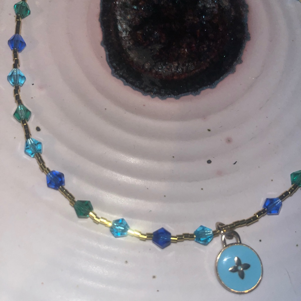 Louis Vuitton Jewelry | Handmade Louis Vuitton Jewelry With 18k Gold Plated Beads And Clasp Made By Us!! | Color: Blue/Gold | Size: Os