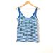 J. Crew Tops | J. Crew Scoop Tank Top Relaxed Blue White Stripes Green Leaf Sequins Women Sz Xs | Color: Blue/White | Size: Xs